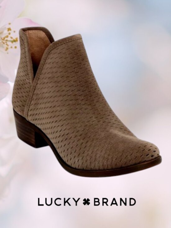 Lucky Brand Shoes - Lucky Brand 8.5 Boho Tan Beige Genuine Suede Booties Ankle Boots